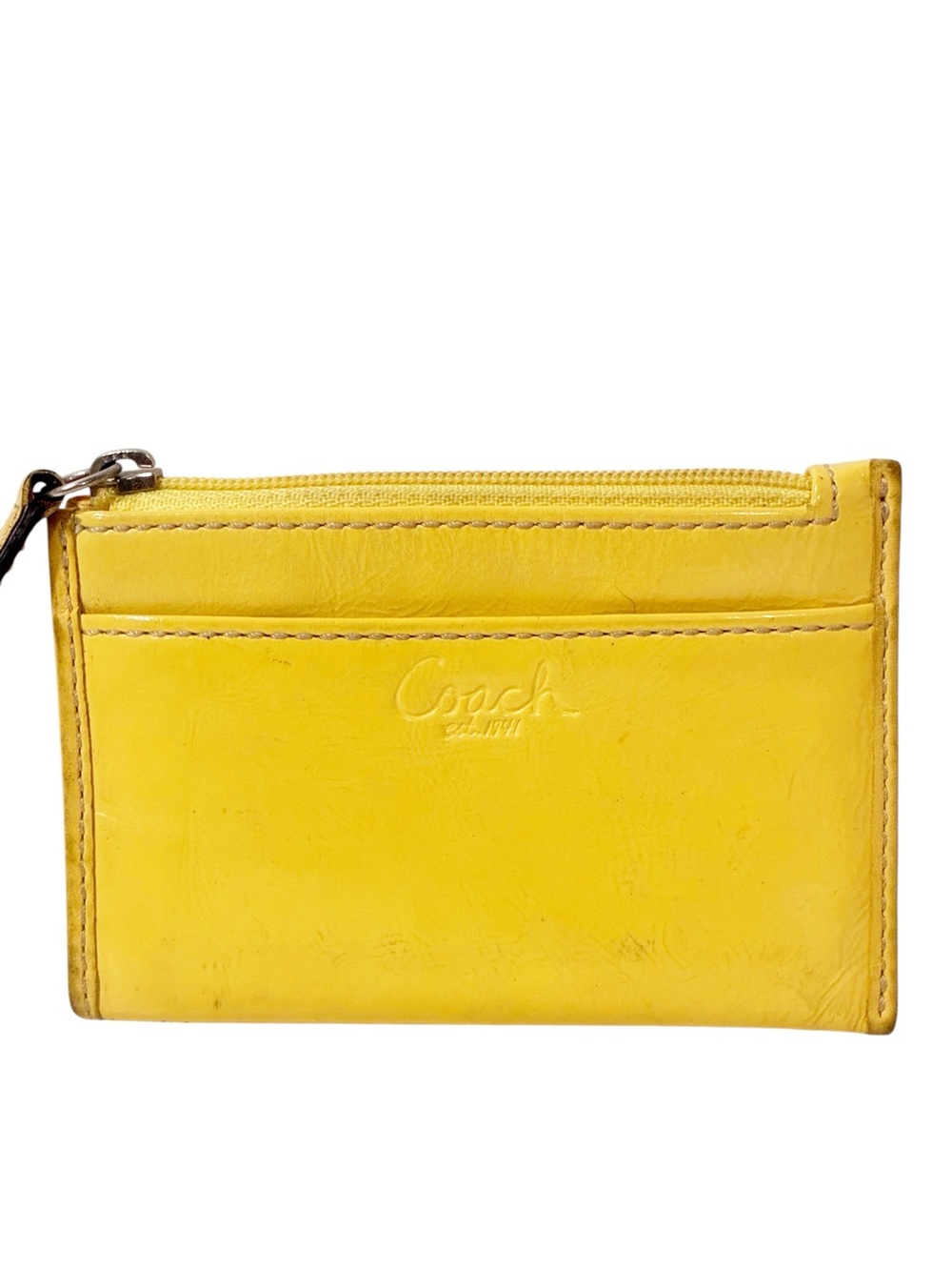 Coach Yellow Leather Card Holder Keyring Wallet